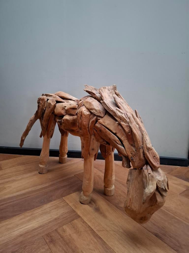 Paard, puur teak en drijfhout, Ophalen