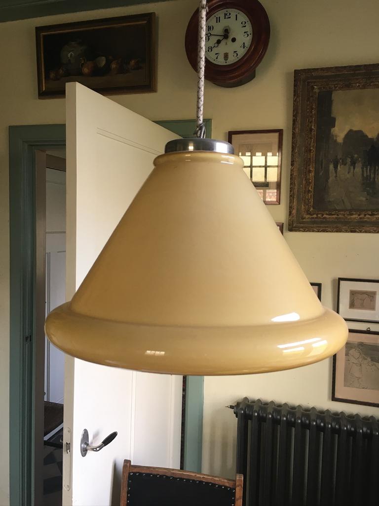 Hanglamp vintage, Ophalen of Verzenden, Zo goed als nieuw, Glas, Minder dan 50 cm