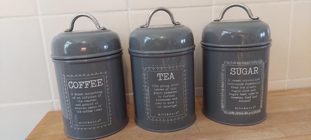 3 bewaar bussen / blikken riverdale, Overige typen, Ophalen of Verzenden, Zo goed als nieuw, Overige stijlen