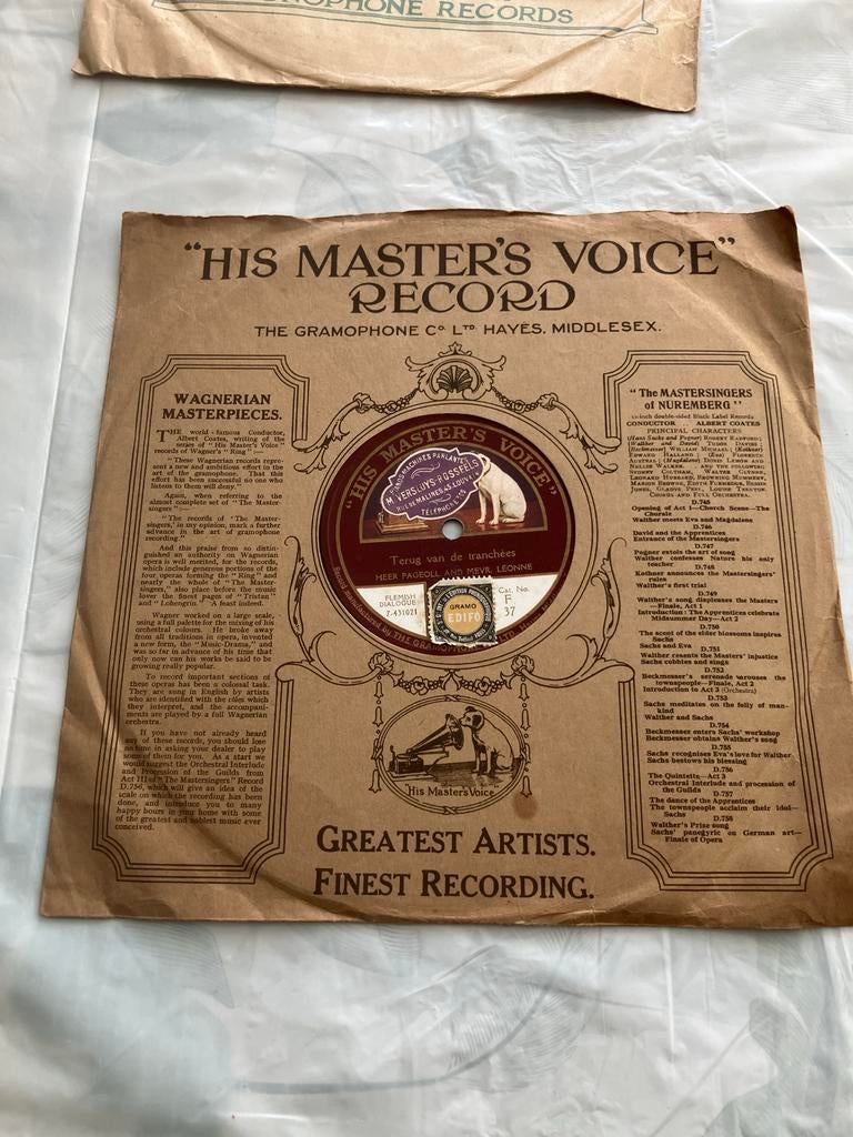 His Master's Voice Record - Terug van de tranchées, Ophalen of Verzenden, Gebruikt, 10 inch