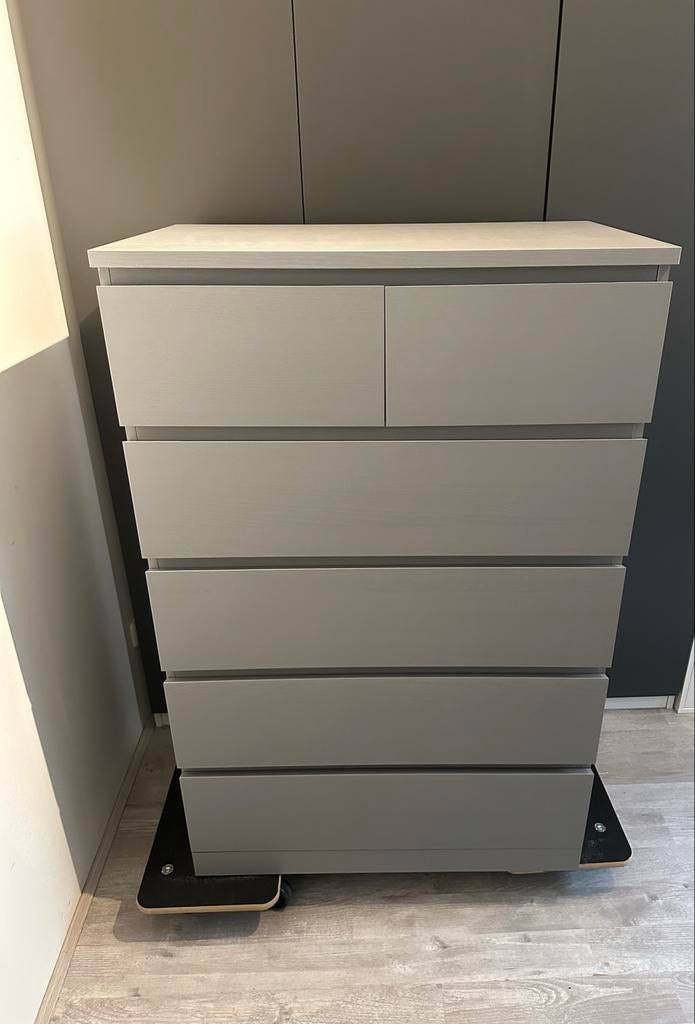 Grijze malm ladekast ikea 123x80x48, Ophalen, 5 laden of meer, 100 tot 150 cm, 50 tot 100 cm