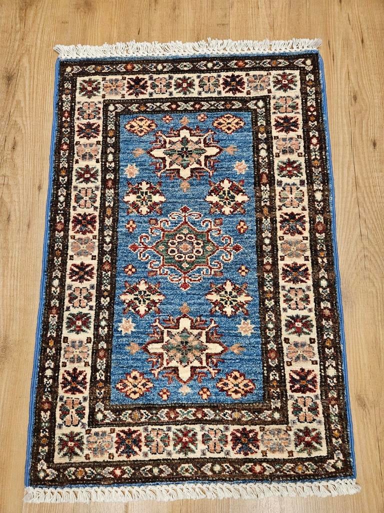 Handgeknoopt oosters tapijt kazak super 91x62, Info@SlatsAntiek.nl, Crème, 50 tot 100 cm, Perzisch