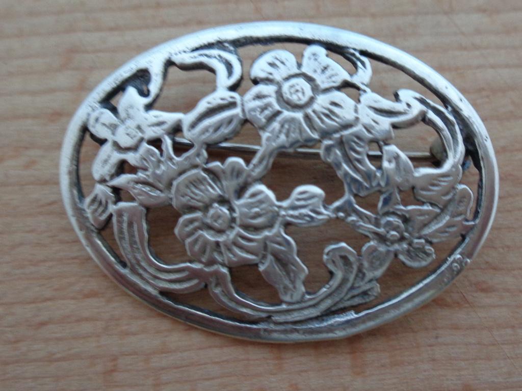 zilveren antieke bloemen broche [514], Verzenden, Zilver, Broche