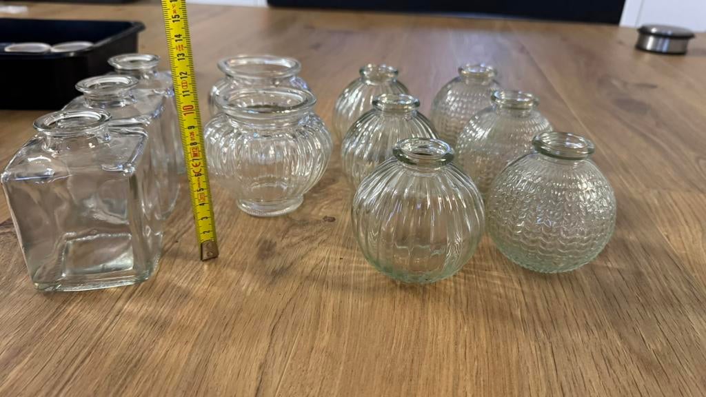 4 vaasjes tafeldecorafie bruiloft / feest, Ophalen, Overige kleuren, Minder dan 50 cm, Glas
