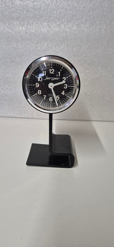Vintage Jerger Wekker Jaren '70 - Zwart Design Klok, Antiek en Kunst, Ophalen of Verzenden