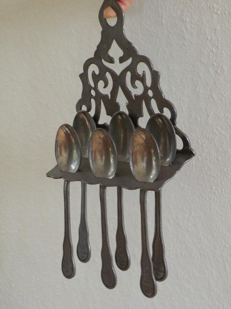 Marinoni zilvertinnen lepels in lepelrek, Brescia, Italië., Ophalen of Verzenden