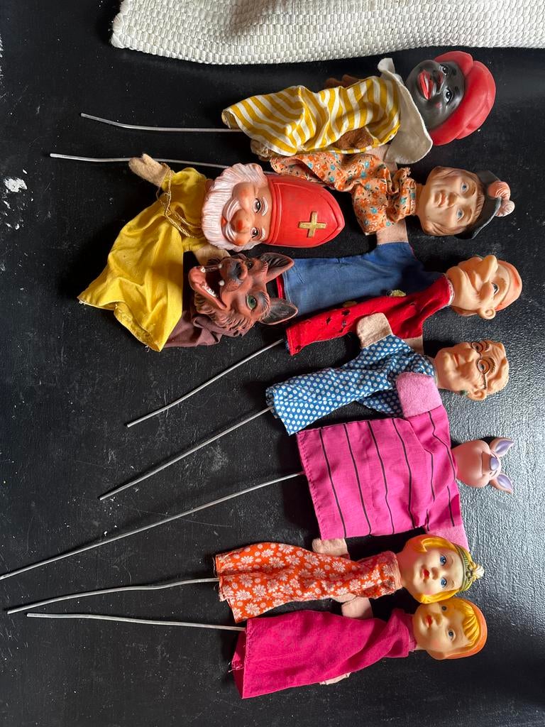 Vintage Handpoppen Set - Diverse Karakters Poppenkast, Ophalen of Verzenden, Gebruikt