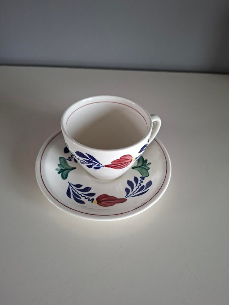 1 Kop en Schotel van Oud Boerenbont en 2 Schoteltjes, Ophalen of Verzenden