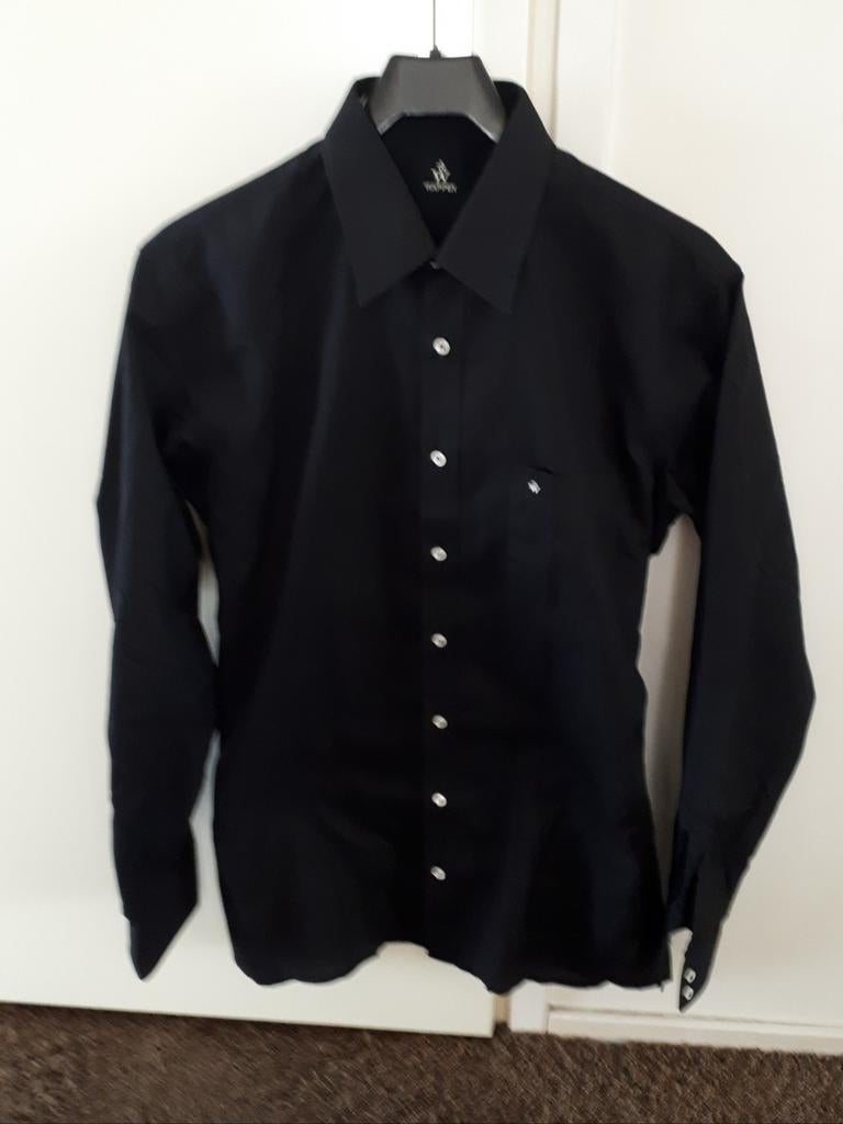ZWART overhemd, maat 39. Zgan., Ophalen of Verzenden, Zo goed als nieuw, Zwart, Halswijdte 39/40 (M)