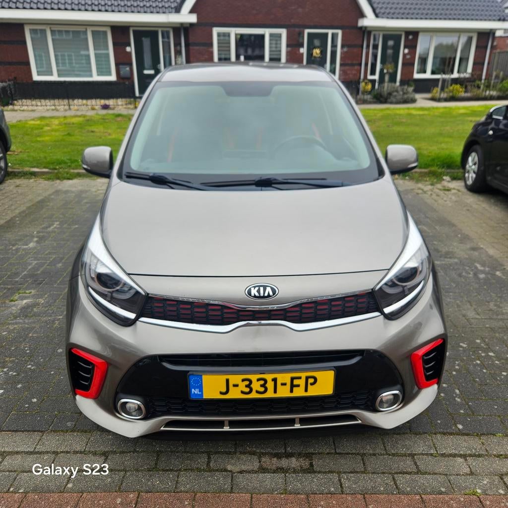 Kia Picanto GTline 1.2 Cvvt 84pk Aut 5-zits 2017 Grijs, Auto's, Kia, 83 pk, 4 cilinders, Leder, Overige kleuren