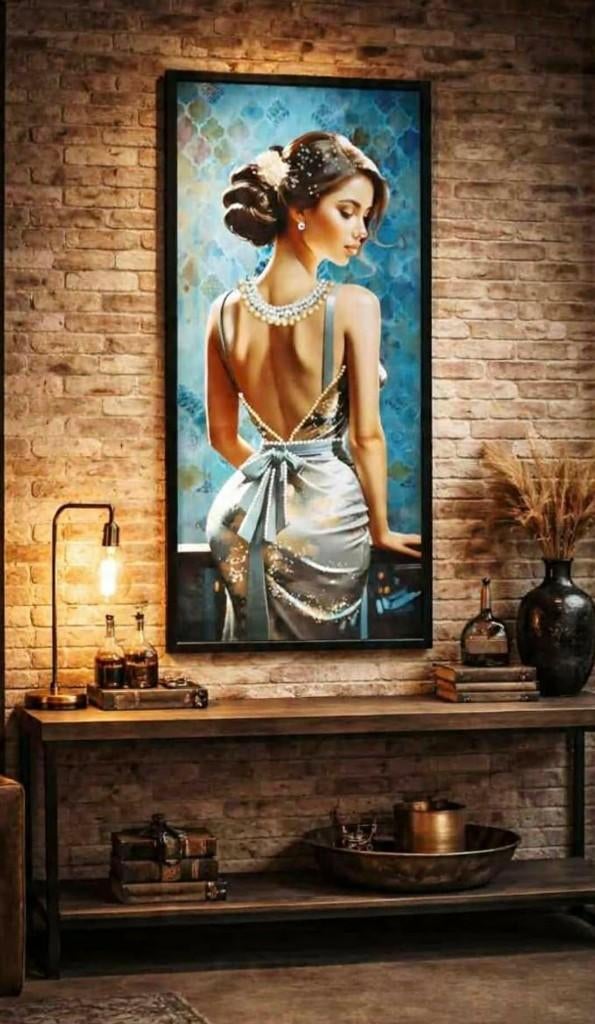 Tof design schilderij, Art Deco dame met strass steentjes😍, Ophalen, ., Nieuw, .