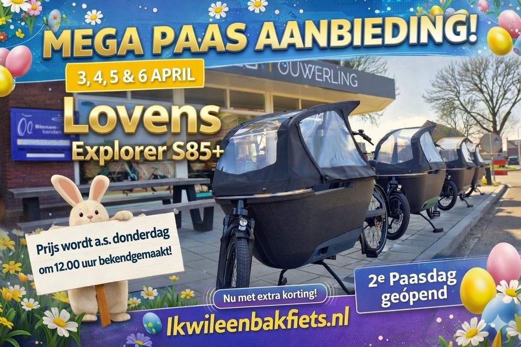EENMALIGE PAASACTIE!! LOVENS EXPLORER 1 S85+  PRIJS: ????, Fietsen en Brommers, Fietsen | Bakfietsen, Overige merken, 3 kinderen