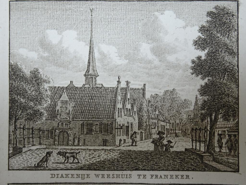 gravure diakonie weeshuis en armenhuis Franeker Bendorp 1793, Antiek en Kunst, Verzenden