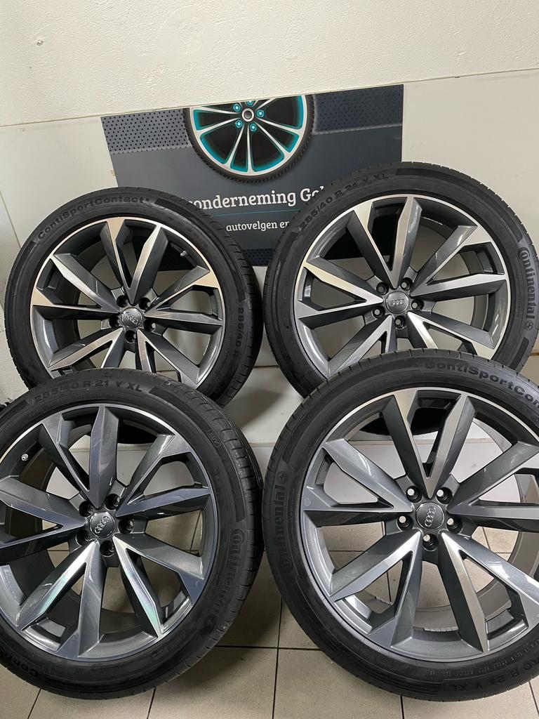 Audi Q7 21 inch velgen zomerbanden zomerset 5x112, Ophalen, Gebruikt, 285 mm, .