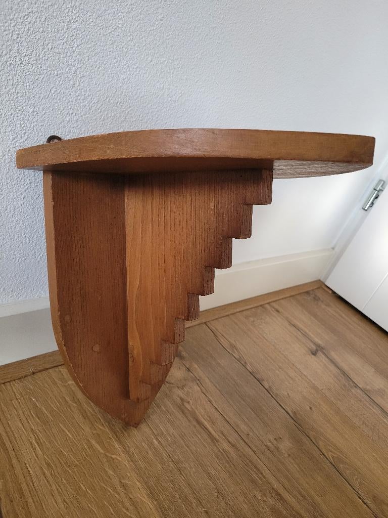 Vintage Eikenhouten Wandconsole - H33 x B25 x D29 cm, Ophalen of Verzenden