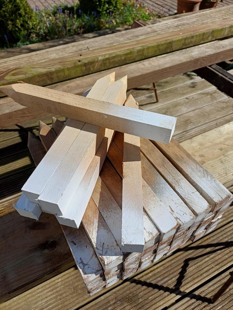 50 stuks Piketpaaltjes 2,5x2,5x30 cm, Tuin en Terras, Ophalen of Verzenden, Gebruikt, Minder dan 180 cm, Palen