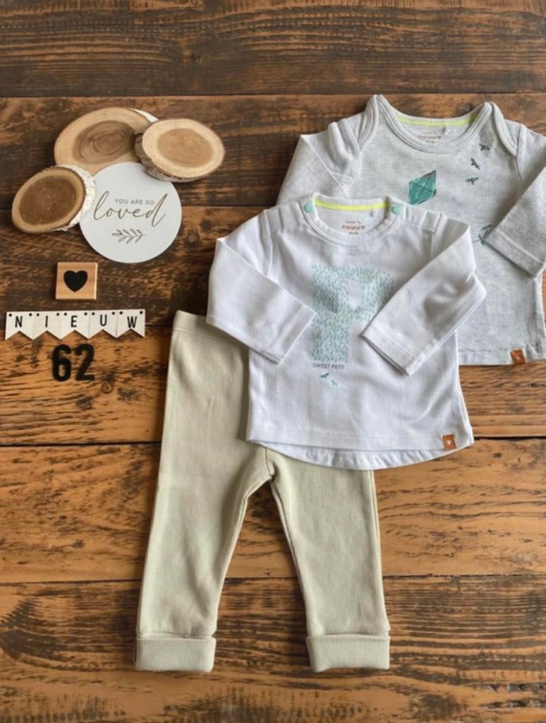 Baby unisex setje 2x shirtjes prenatal broekje wibra maat 62, Ophalen of Verzenden, Nieuw, Jongetje of Meisje, Setje