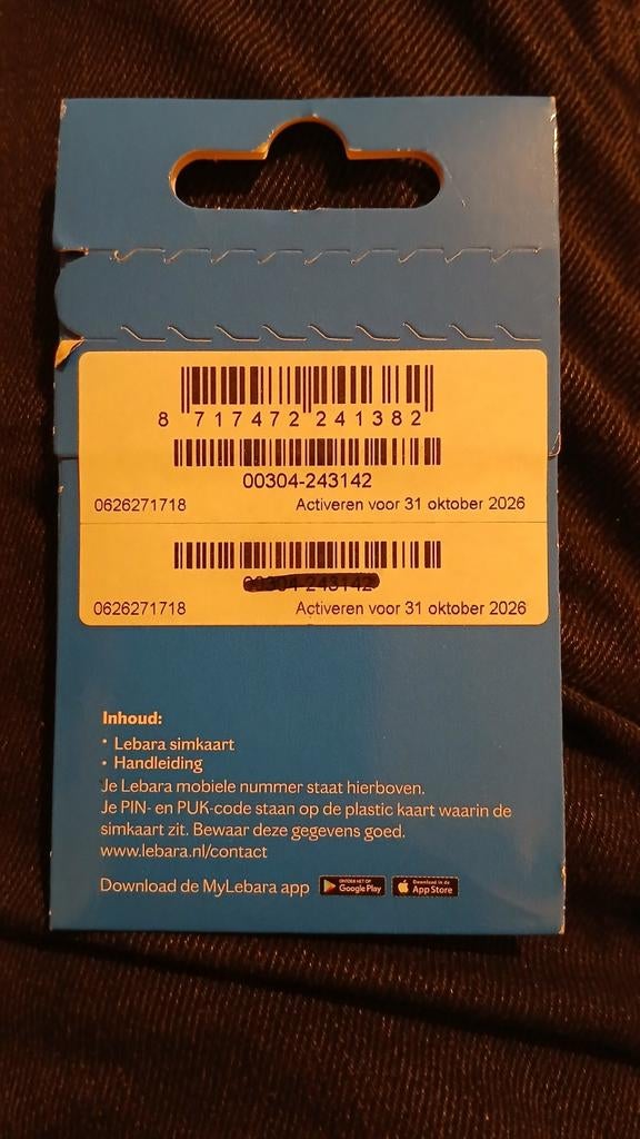 Lebara Simkaart 06.2627.1718 top nummer Gratis Verzending!!, Verzenden, Nieuw, KPN, Simkaart