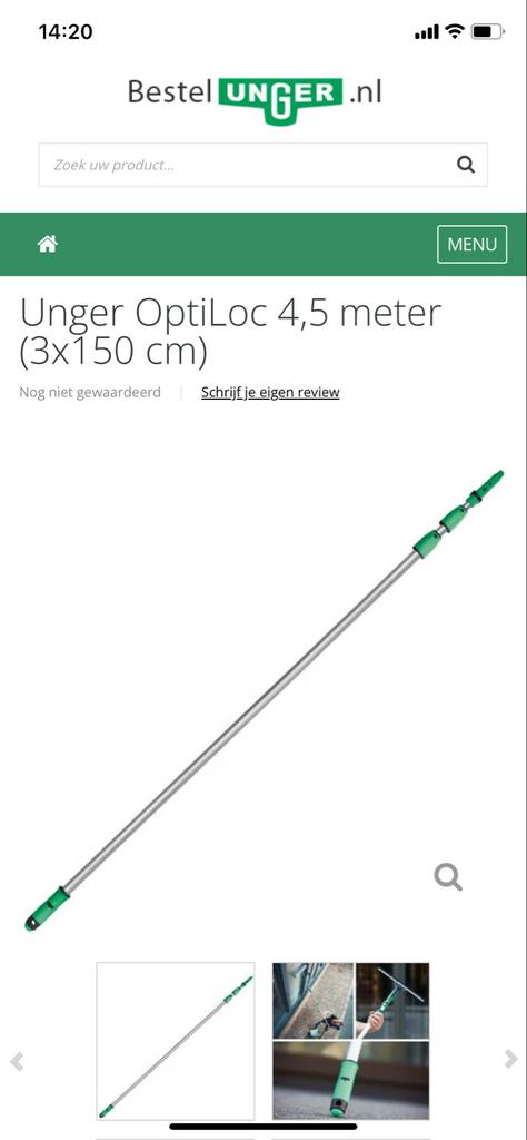 Unger OptiLoc telescopische steel 4,5 meter, Ophalen, Raamwisser of Trekker