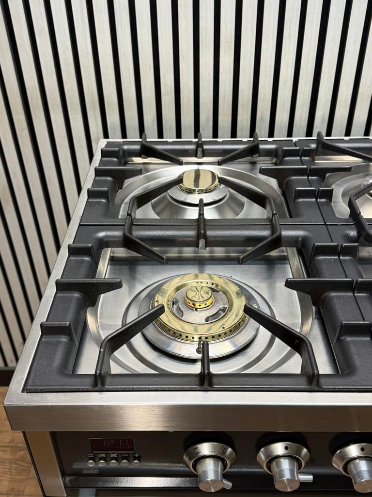 Luxe Boretti 6 pits antraciet met  2 ovens 100 cm, Fornello Esperta, Ophalen of Verzenden, Zo goed als nieuw, Energieklasse A of zuiniger