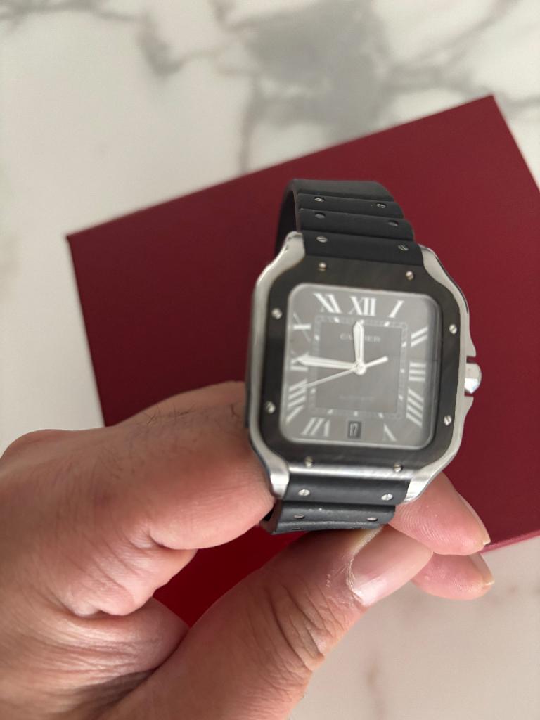 Cartier Santos, Sieraden, Tassen en Uiterlijk, Horloges | Heren, Staal, Staal, Polshorloge, Zo goed als nieuw