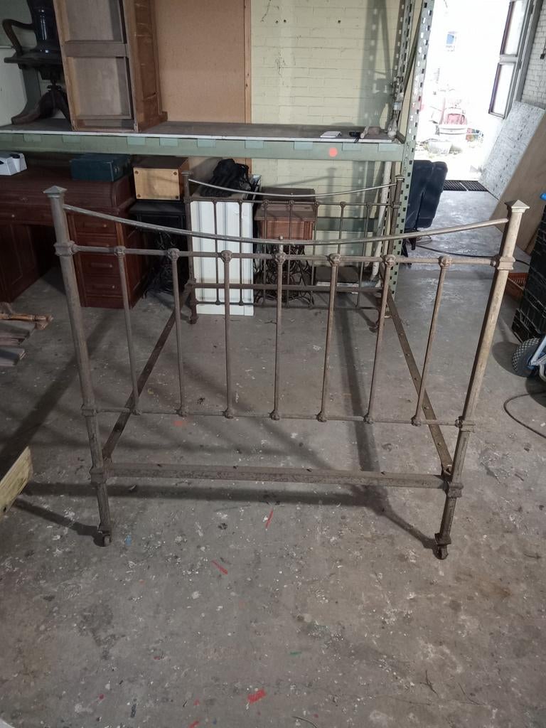 Metalen bed Vintage spijlenbed, Ophalen, Gebruikt, Tweepersoons, Metaal