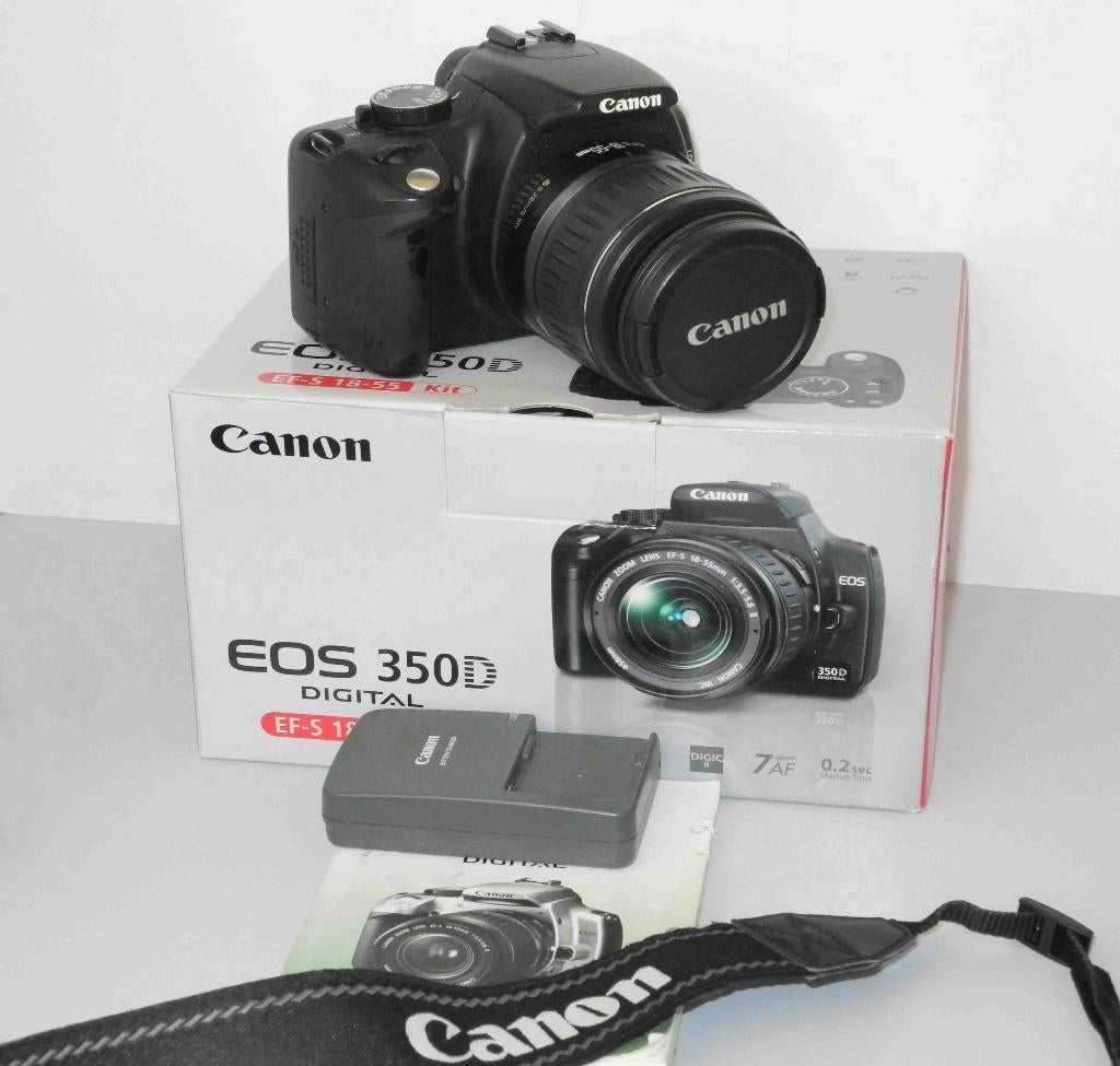 Canon EOS 350D kit met 18-55, Gebruikt, Spiegelreflex, Canon, Ophalen of Verzenden