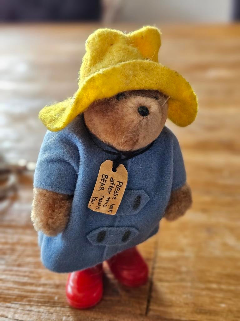 Vintage Beertje Paddington knuffel met regenjas en laarzen, Gebruikt, Overige merken, Overige karakters, Beer