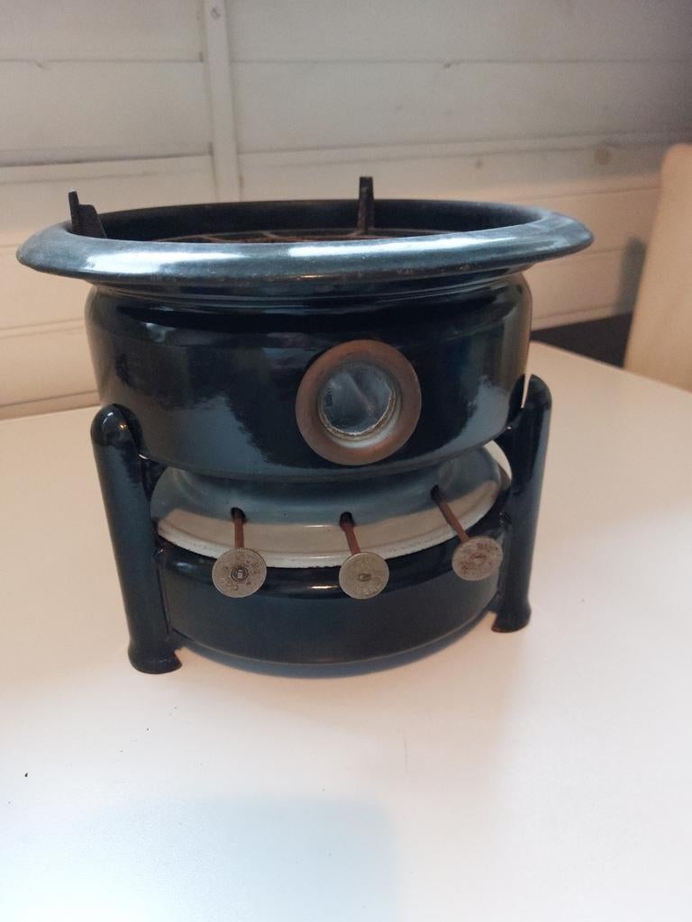 Drie pits emaille peterolie stel, Antiek en Kunst, Ophalen of Verzenden