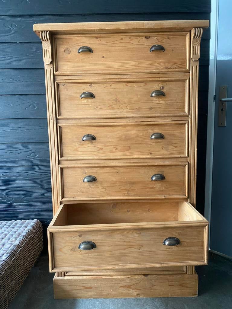 Houten ladekast met 6 laden, Ophalen, Gebruikt, 5 laden of meer, 100 tot 150 cm