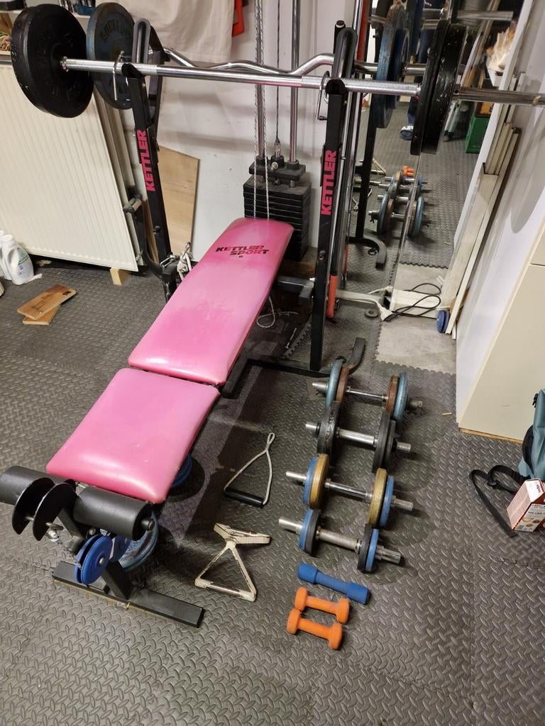 Halterbank met toebehoren, Ophalen of Verzenden, Fitnessbank