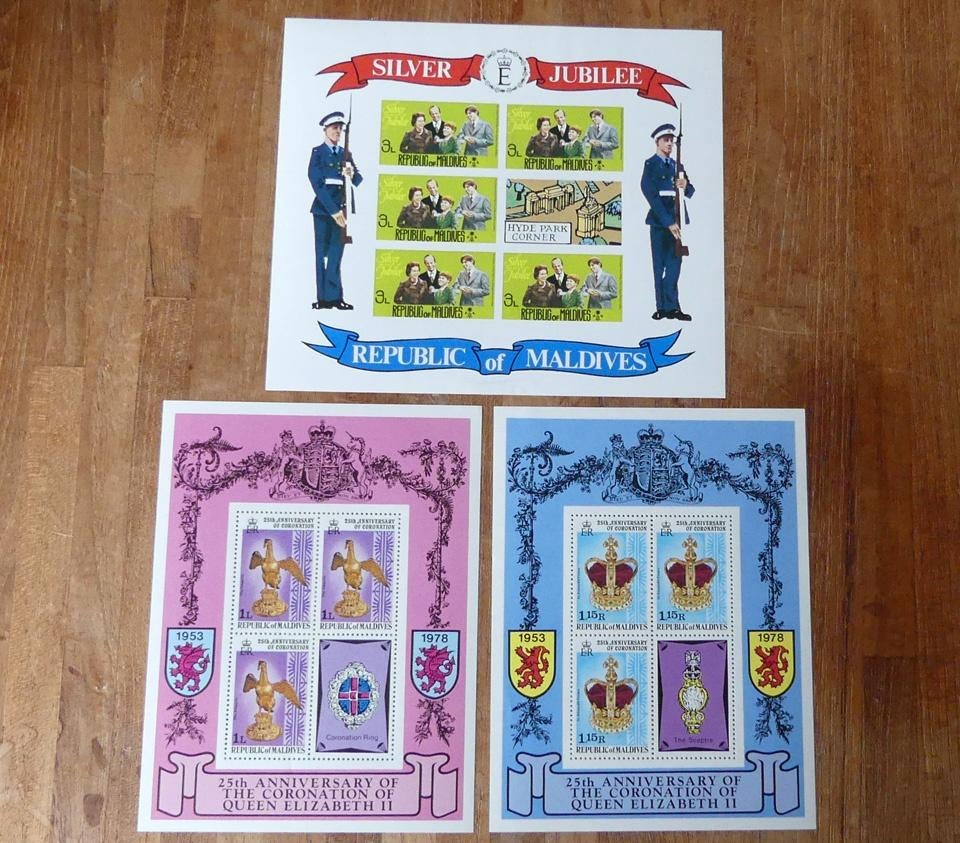 Queen Elizabeth postzegels Malediven Silver Jubilee 1977, Verzamelen, Ophalen of Verzenden, Zo goed als nieuw, Buitenland, Postzegel(s) of Munt(en)