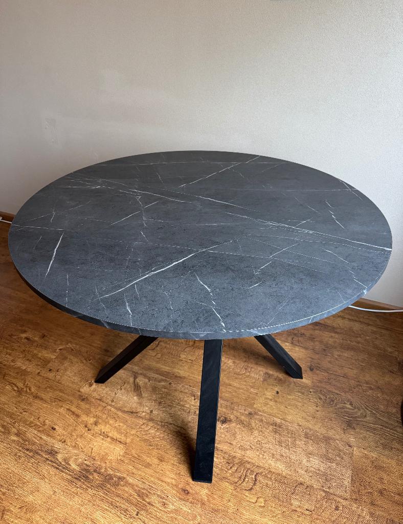 IKEA Mariedamm eettafel + 4 groene velvet stoelen – Set, Ophalen, Overige materialen, Rond, Zo goed als nieuw