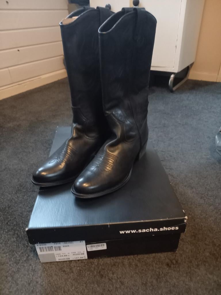 Sacha Westernlaarzen Zwart Nieuw Maat 41, Hoge laarzen, Zwart, Nieuw, Ophalen of Verzenden