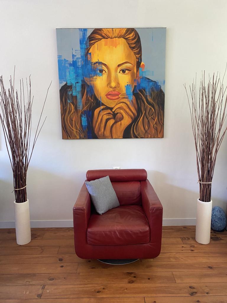 Groot formaat acryl schilderij modern/artistiek 120 x120 cm, Antiek en Kunst, Ophalen