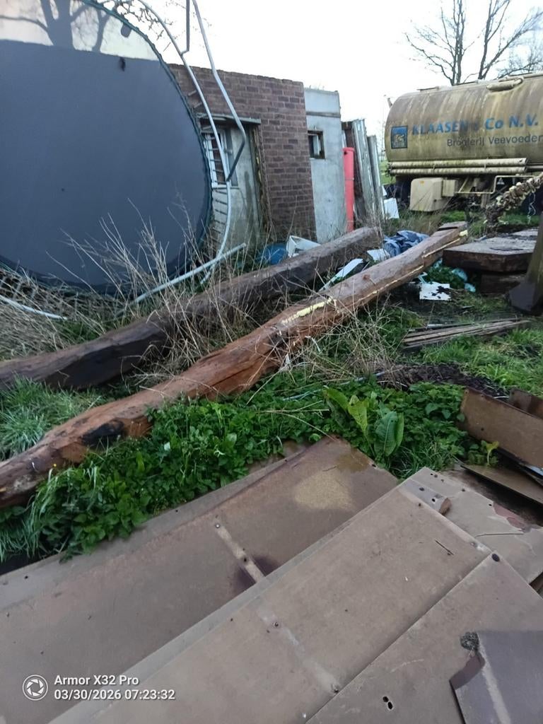 Oude eiken balken, Ophalen, Gebruikt, Eiken, Balk