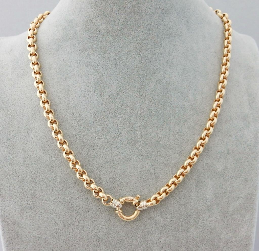 Zware 14 karaat Gouden Jasseron Ketting Jasseronschakel 49cm, Jw, Verzenden, Nieuw, Info@juwelenwereld.nl