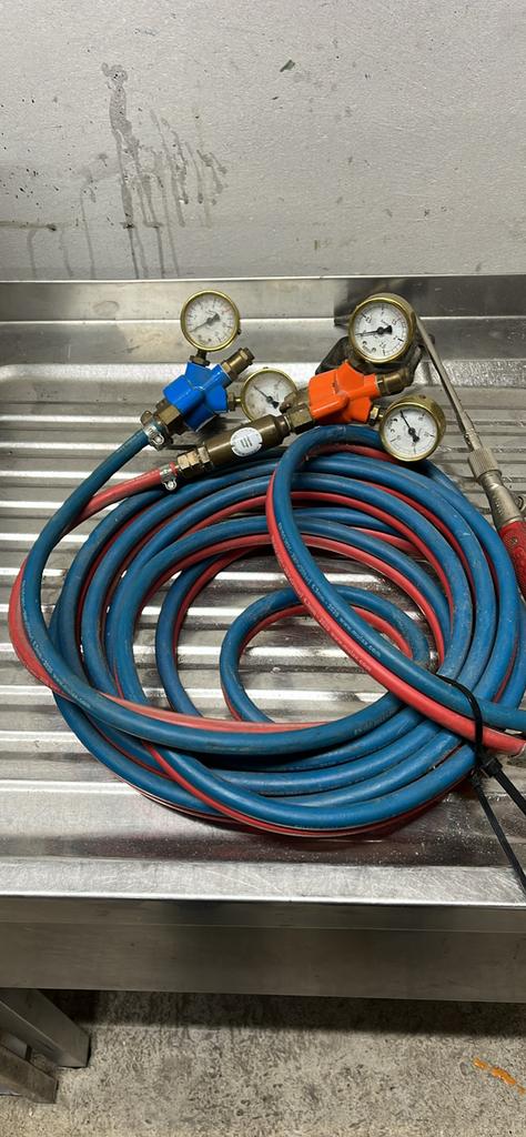 Autogeen lasslangenset met manometers, Doe-het-zelf en Verbouw, Gereedschap | Lasapparaten, Ophalen of Verzenden, Gebruikt, Overige typen