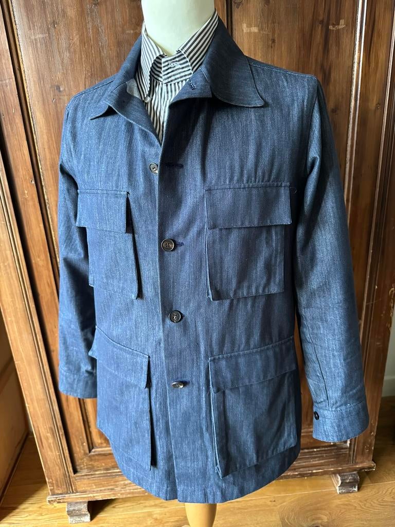 Fralbo overshirt. Denim. Maat S. Zgan. Van 798,- voor 89,-, Verzenden, Zo goed als nieuw, Blauw, Halswijdte 38 (S) of kleiner