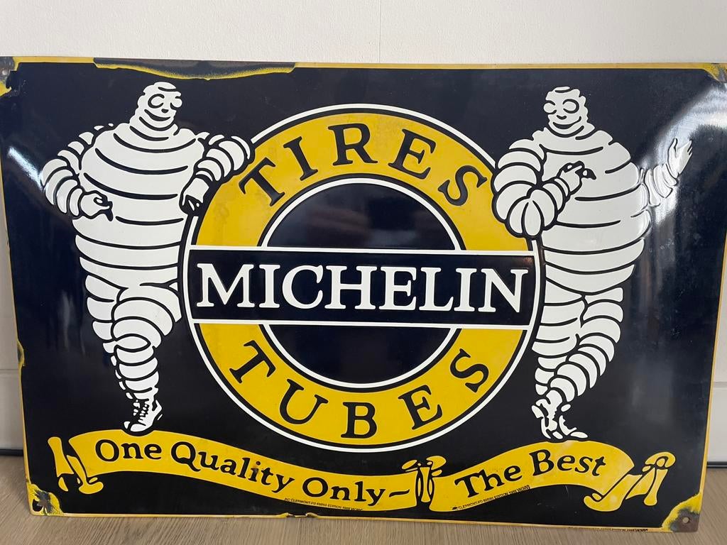 Emaille, reclame bord, Michelin, Verzamelen, Merken en Reclamevoorwerpen, Ophalen of Verzenden, Gebruikt, Reclamebord
