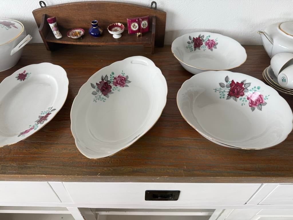 Servies MZ Czechoslovakia met rozenmotief, Antiek en Kunst, Ophalen of Verzenden
