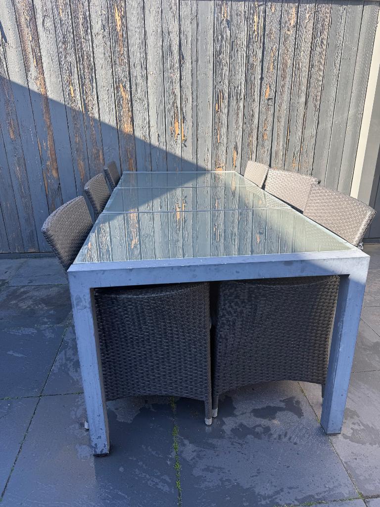 Tuintafel met 6 stoelen incl kussens, Tuin en Terras, Tuinsets en Loungesets, Ophalen, Gebruikt