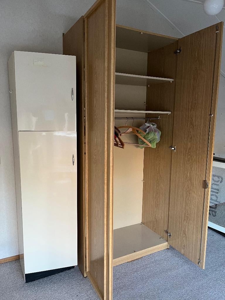 Witte hoge kast, Ophalen, Gebruikt, 50 tot 100 cm, 150 tot 200 cm