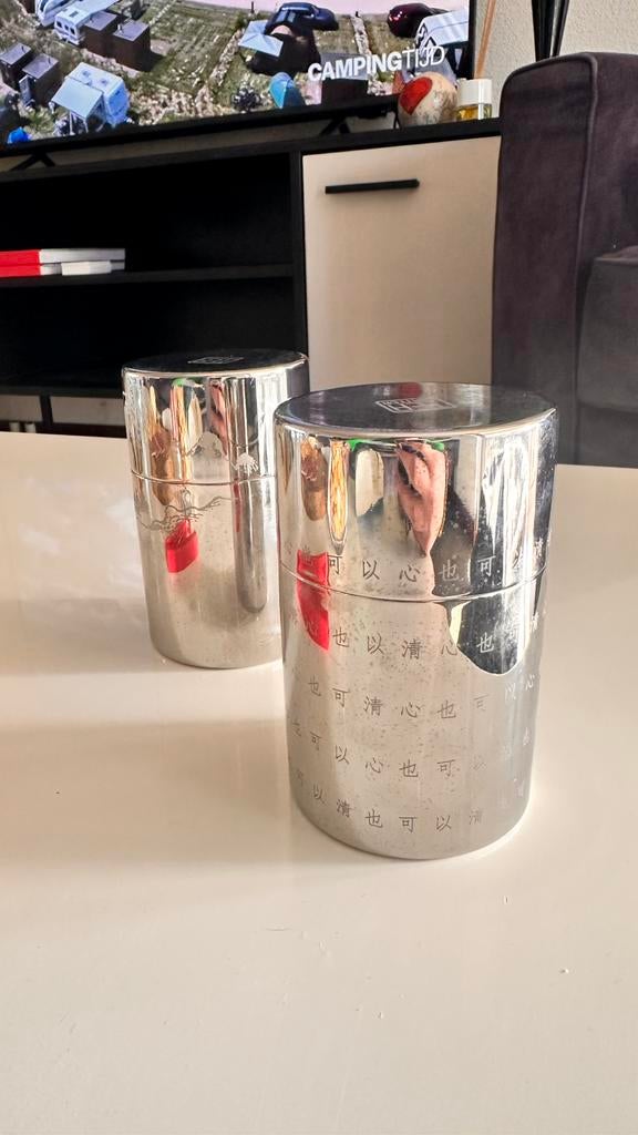 Alessi theeblikjes (inox 18/10), Huis en Inrichting, Overige materialen, Overige kleuren, Ophalen of Verzenden, Zo goed als nieuw