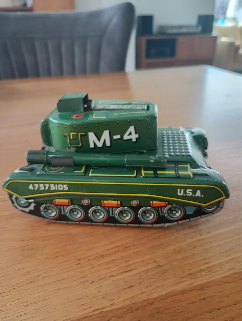 Vintage blikken speelgoed tank, Verzamelen, Ophalen, Gebruikt