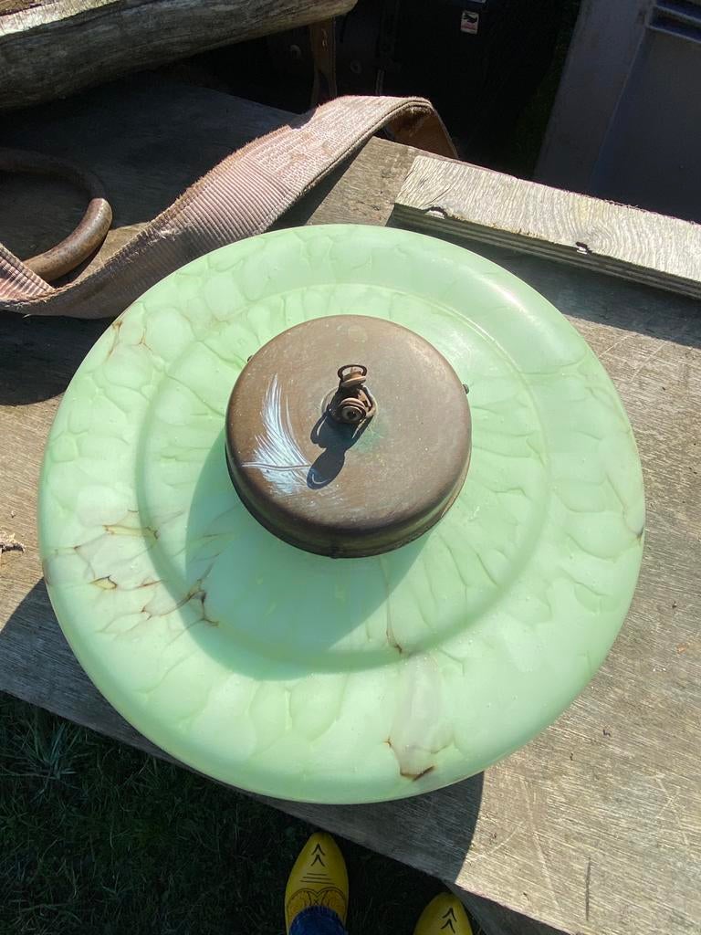 Antieke glazen plafondlamp, Ophalen, Glas