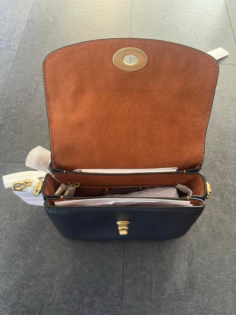 Coach Mini Turnlock Schoudertasje Zwart Leer, Ophalen, Nieuw, Zwart, Schoudertasje