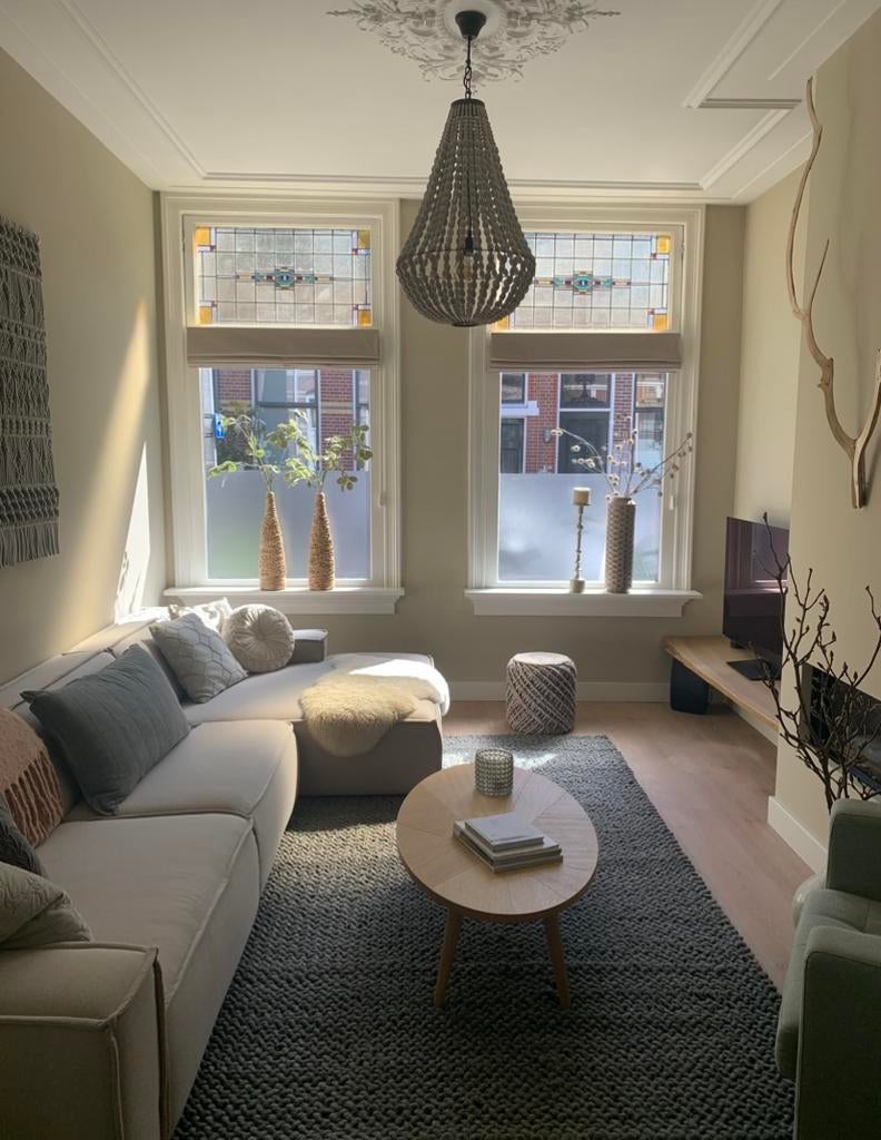 Kroonluchter houten bolletjes, Ophalen, Zo goed als nieuw