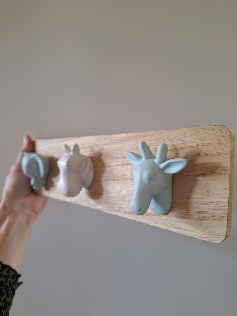 Wand kapstok met dierenhoofden, Ophalen, Hout, Wandkapstok, Minder dan 100 cm