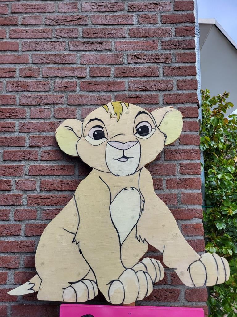 Geboortebord Simba (Lion King) van hout, Ophalen of Verzenden